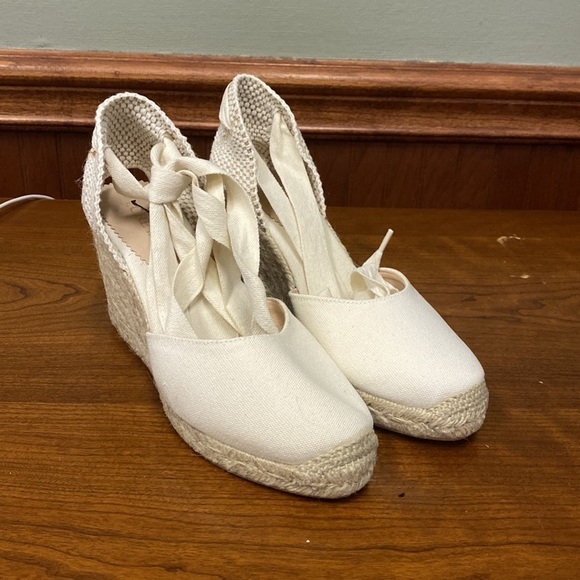 J Crew Made-in-Spain lace-up high-heel espadrilles BT395 - Picture 3 of 8